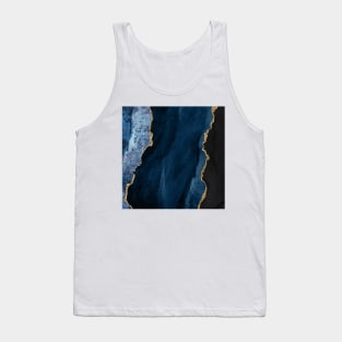 Watercolor Agate in Navy Blue with Glitter Veins Tank Top